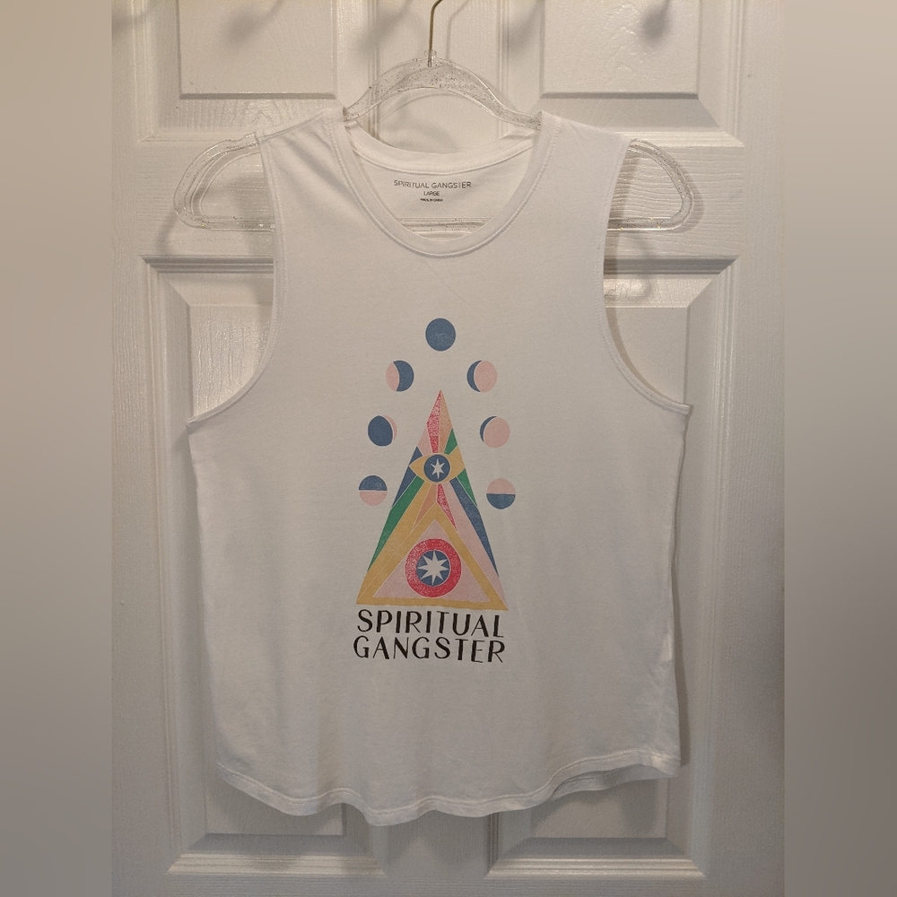 NWOT. Spiritual Gangster Evil Eye Muscle, White Tank Top